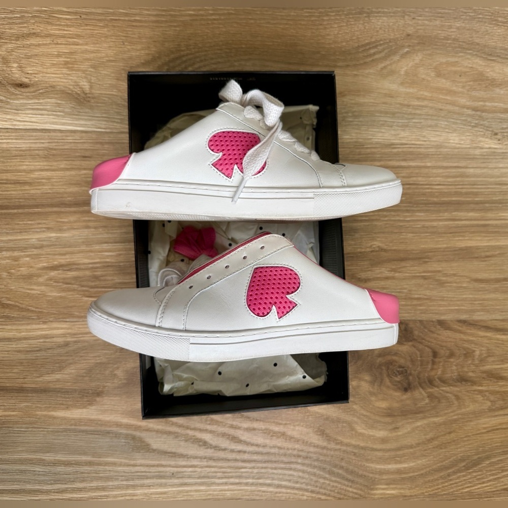 Kate Spade Fez Mule Sneakers Optic White Blossom Pink Size 7B LNC - Picture 6 of 7